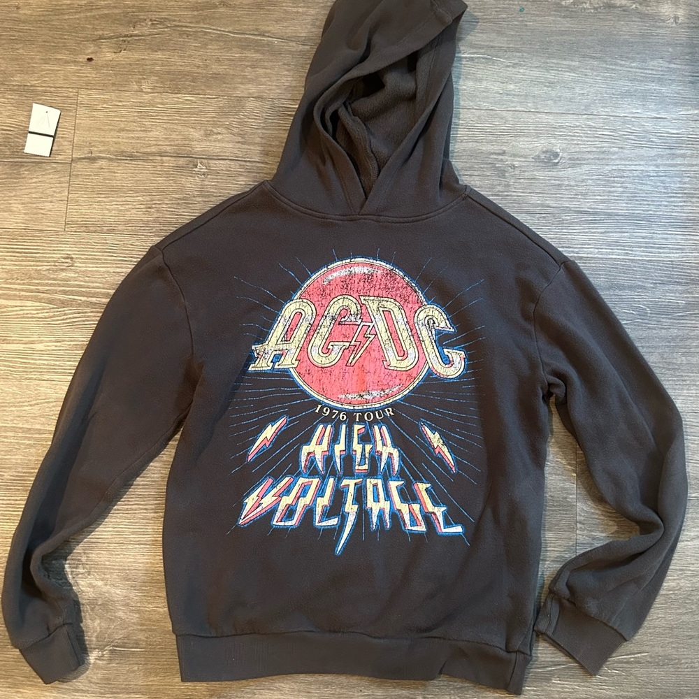 AC/DC Black 1976 High Voltage Tour Vintage Hoodie